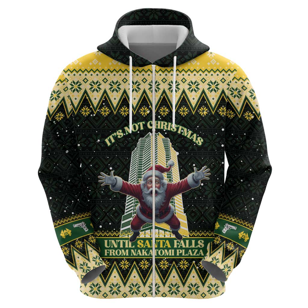 Personalised Nakatomi Plaza Zip Hoodie It's Not Xmas Until Santa Falls - Wonder Print Shop