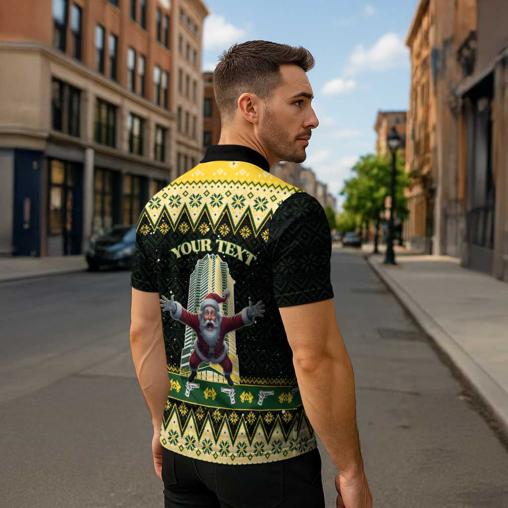 Personalised Nakatomi Plaza Zipper Polo Shirt It's Not Xmas Until Santa Falls - Wonder Print Shop