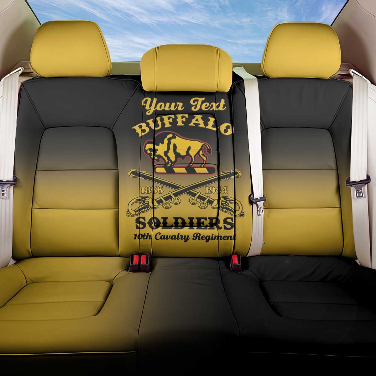 Personalised Buffalo Soldiers Back Car Seat Cover 10th Cavalry Regiment - Wonder Print Shop