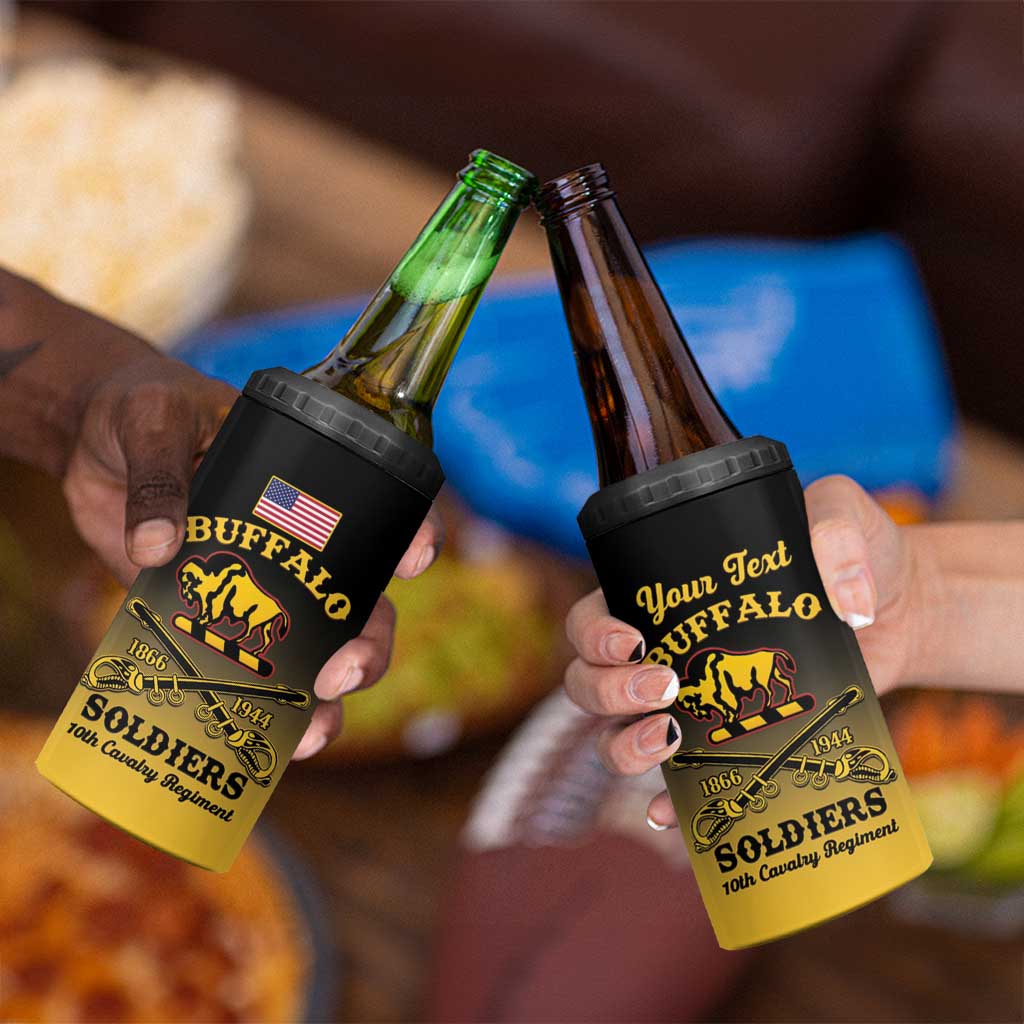 Personalised Buffalo Soldiers 4 in 1 Can Cooler Tumbler 10th Cavalry Regiment - Wonder Print Shop