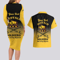 Personalised Buffalo Soldiers Couples Matching Long Sleeve Bodycon Dress and Hawaiian Shirt 10th Cavalry Regiment - Wonder Print Shop