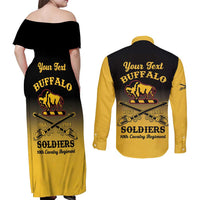 Personalised Buffalo Soldiers Couples Matching Off Shoulder Maxi Dress and Long Sleeve Button Shirt 10th Cavalry Regiment - Wonder Print Shop