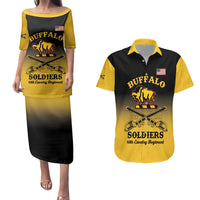 Personalised Buffalo Soldiers Couples Matching Puletasi and Hawaiian Shirt 10th Cavalry Regiment - Wonder Print Shop
