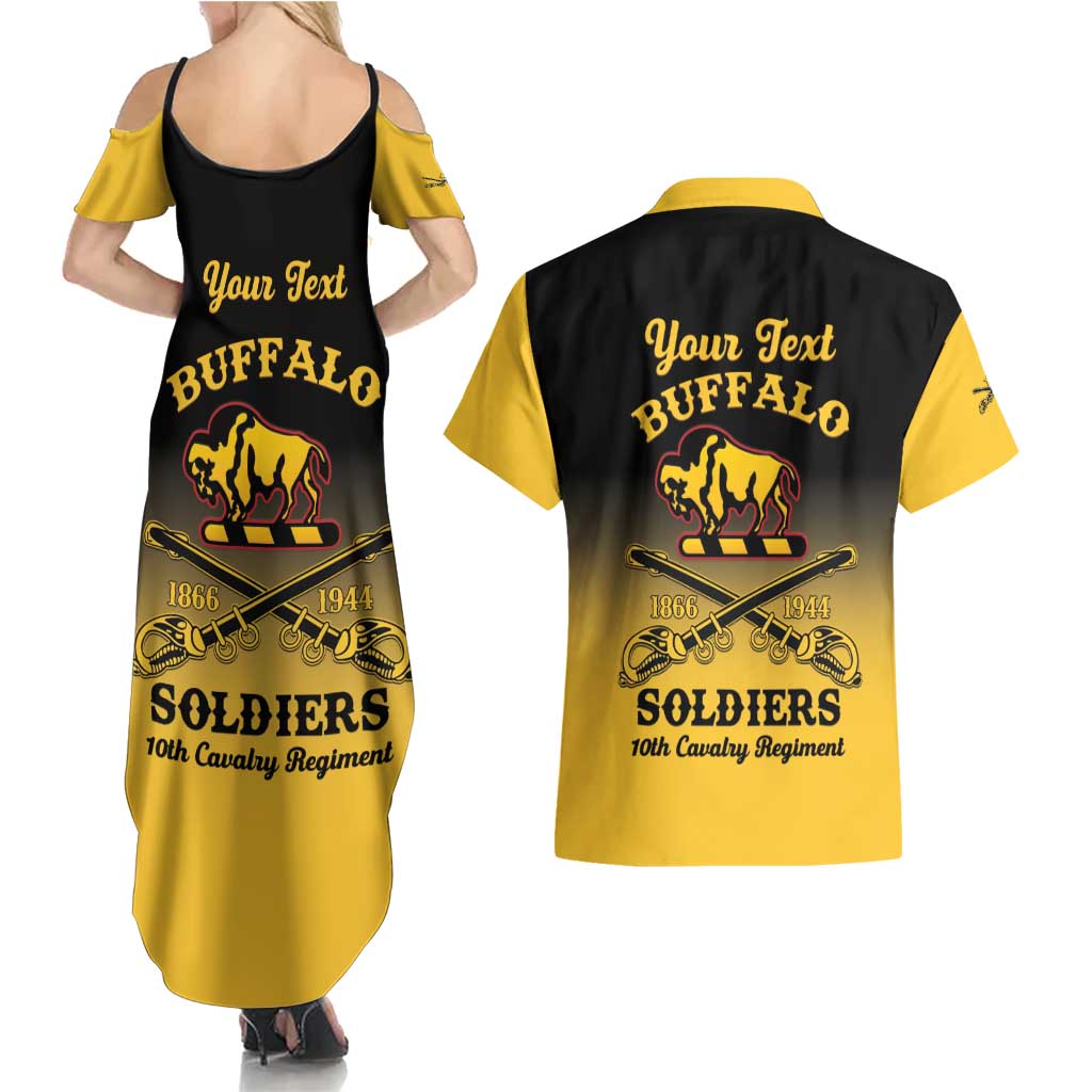 Personalised Buffalo Soldiers Couples Matching Summer Maxi Dress and Hawaiian Shirt 10th Cavalry Regiment - Wonder Print Shop