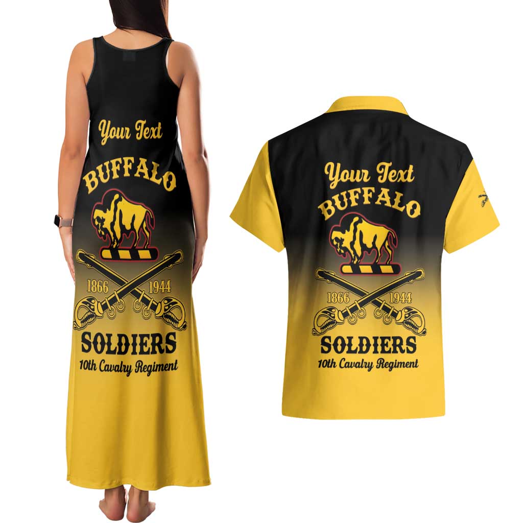 Personalised Buffalo Soldiers Couples Matching Tank Maxi Dress and Hawaiian Shirt 10th Cavalry Regiment - Wonder Print Shop