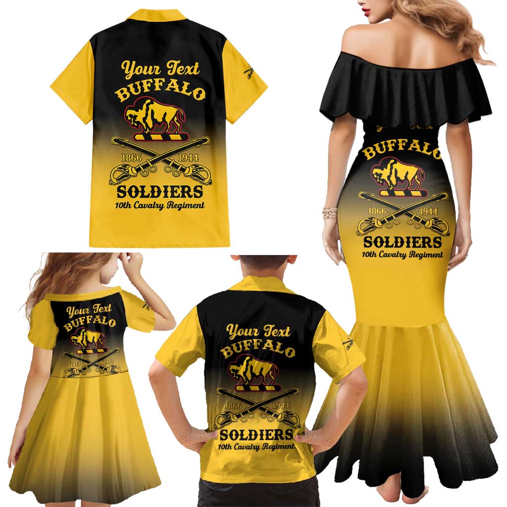 Personalised Buffalo Soldiers Family Matching Mermaid Dress and Hawaiian Shirt 10th Cavalry Regiment - Wonder Print Shop