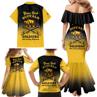 Personalised Buffalo Soldiers Family Matching Mermaid Dress and Hawaiian Shirt 10th Cavalry Regiment - Wonder Print Shop