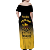Personalised Buffalo Soldiers Family Matching Off Shoulder Maxi Dress and Hawaiian Shirt 10th Cavalry Regiment - Wonder Print Shop