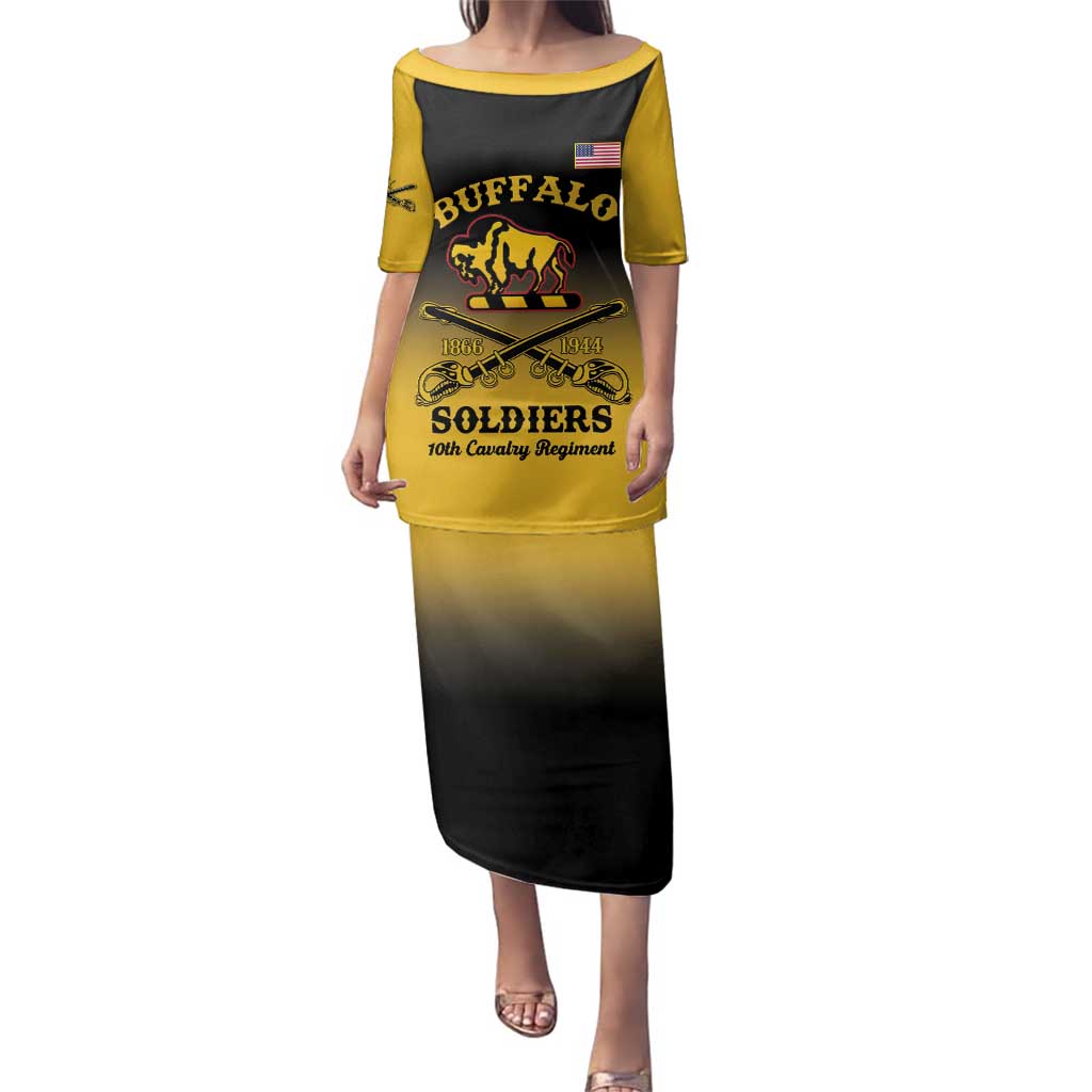 Personalised Buffalo Soldiers Family Matching Puletasi and Hawaiian Shirt 10th Cavalry Regiment - Wonder Print Shop