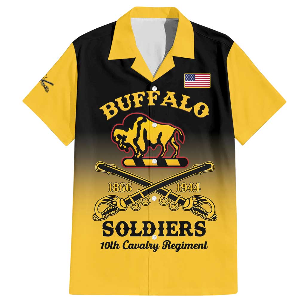 Personalised Buffalo Soldiers Family Matching Short Sleeve Bodycon Dress and Hawaiian Shirt 10th Cavalry Regiment - Wonder Print Shop