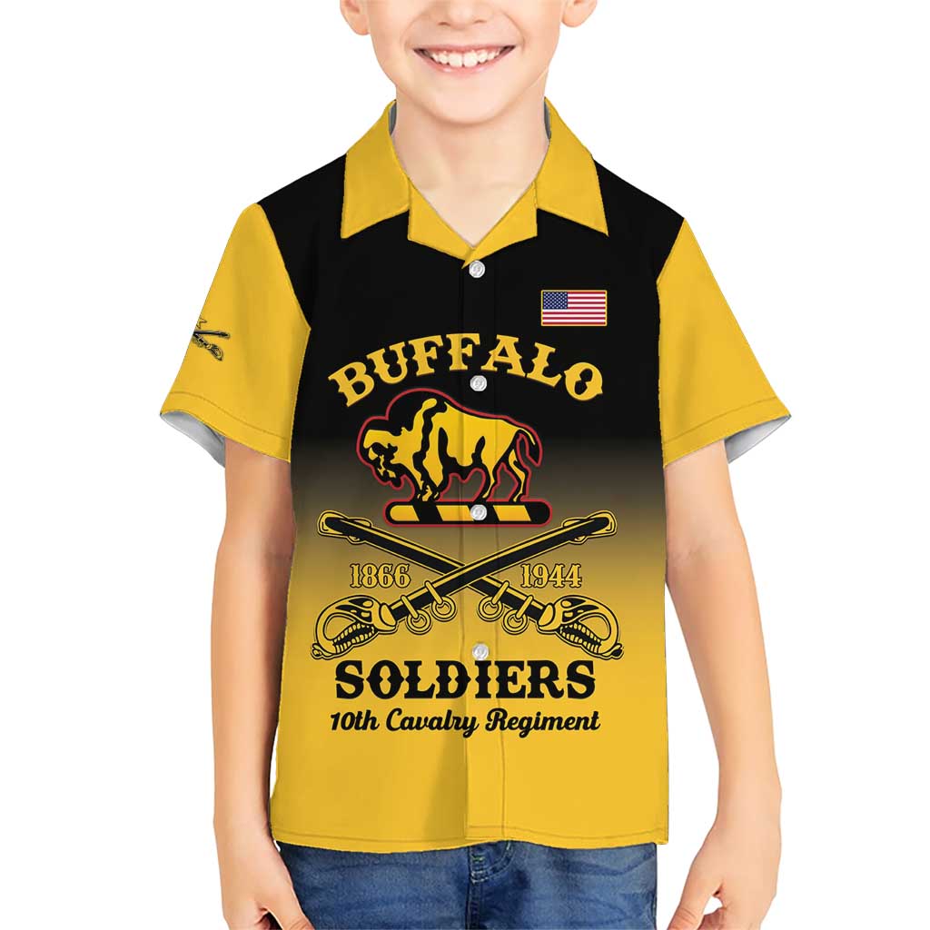 Personalised Buffalo Soldiers Family Matching Short Sleeve Bodycon Dress and Hawaiian Shirt 10th Cavalry Regiment - Wonder Print Shop