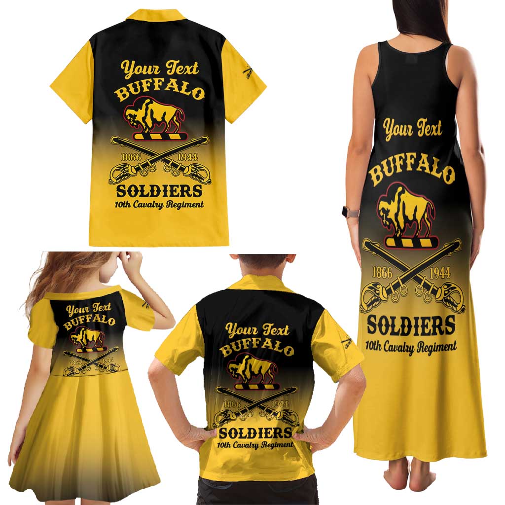 Personalised Buffalo Soldiers Family Matching Tank Maxi Dress and Hawaiian Shirt 10th Cavalry Regiment - Wonder Print Shop