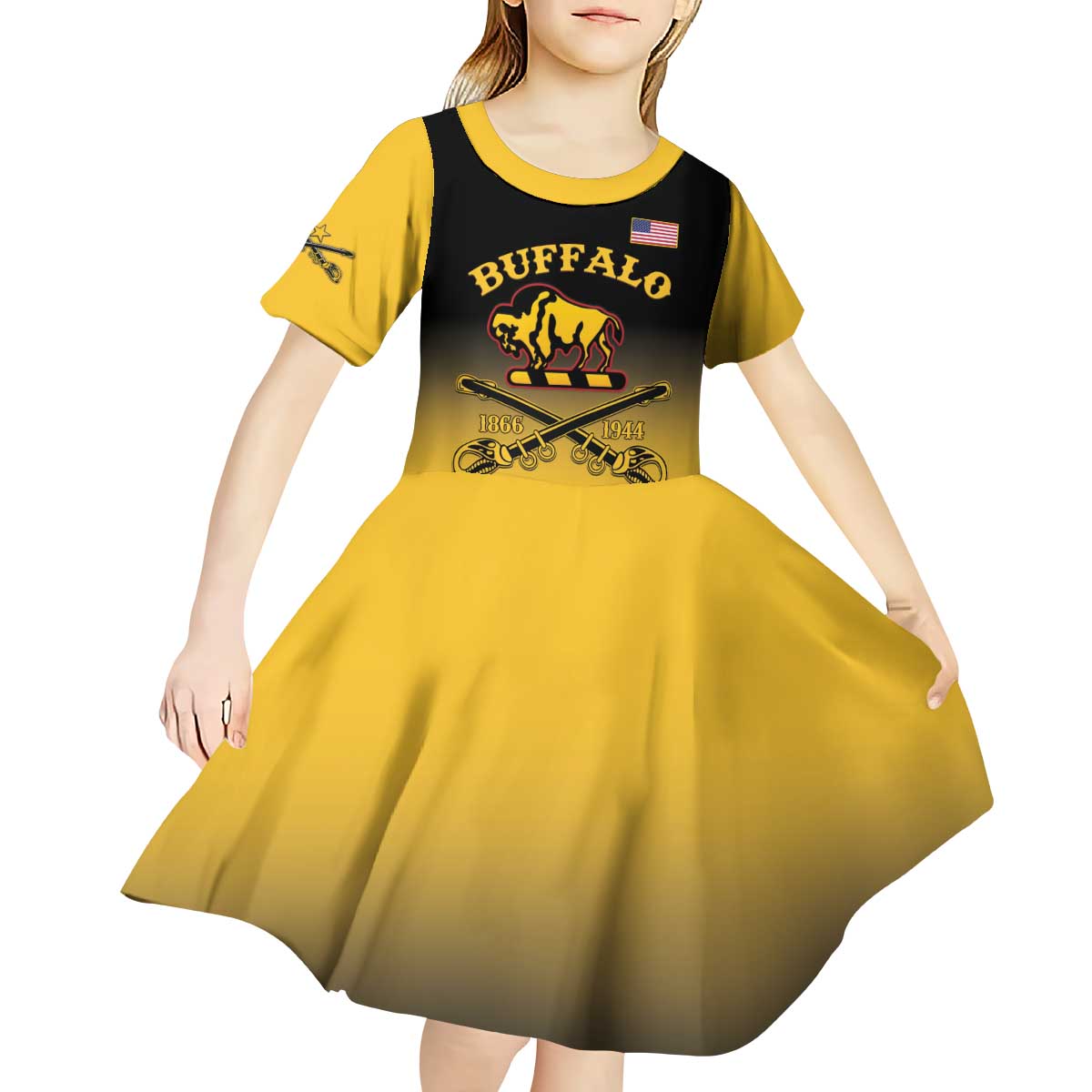 Personalised Buffalo Soldiers Kid Short Sleeve Dress 10th Cavalry Regiment - Wonder Print Shop