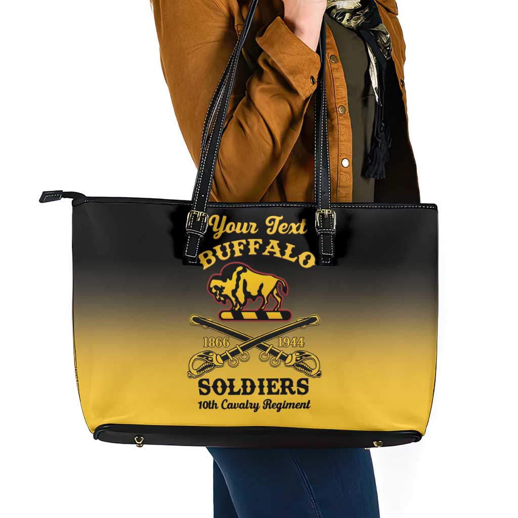 Personalised Buffalo Soldiers Leather Tote Bag 10th Cavalry Regiment - Wonder Print Shop
