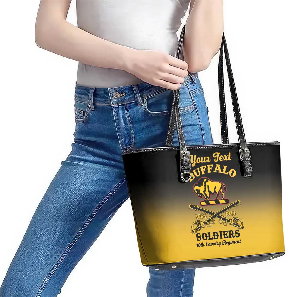 Personalised Buffalo Soldiers Leather Tote Bag 10th Cavalry Regiment - Wonder Print Shop
