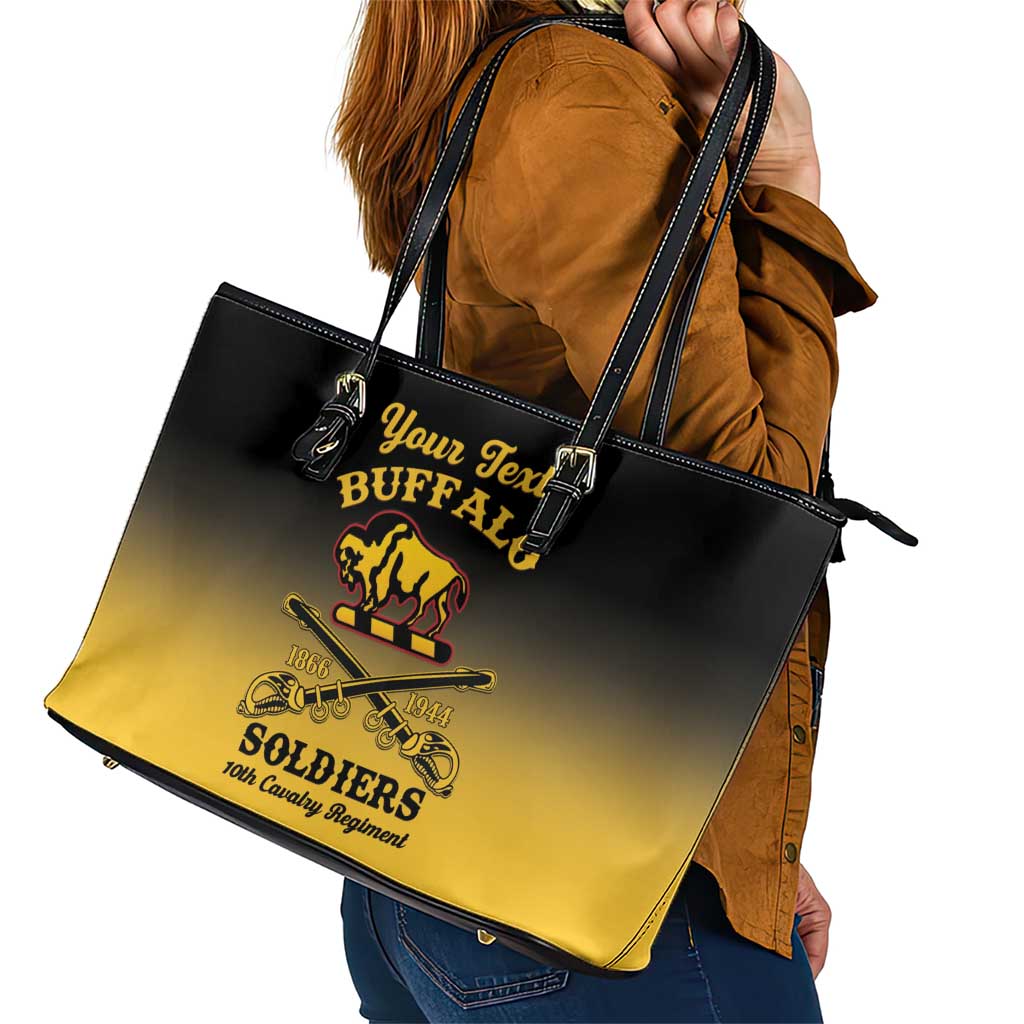 Personalised Buffalo Soldiers Leather Tote Bag 10th Cavalry Regiment - Wonder Print Shop