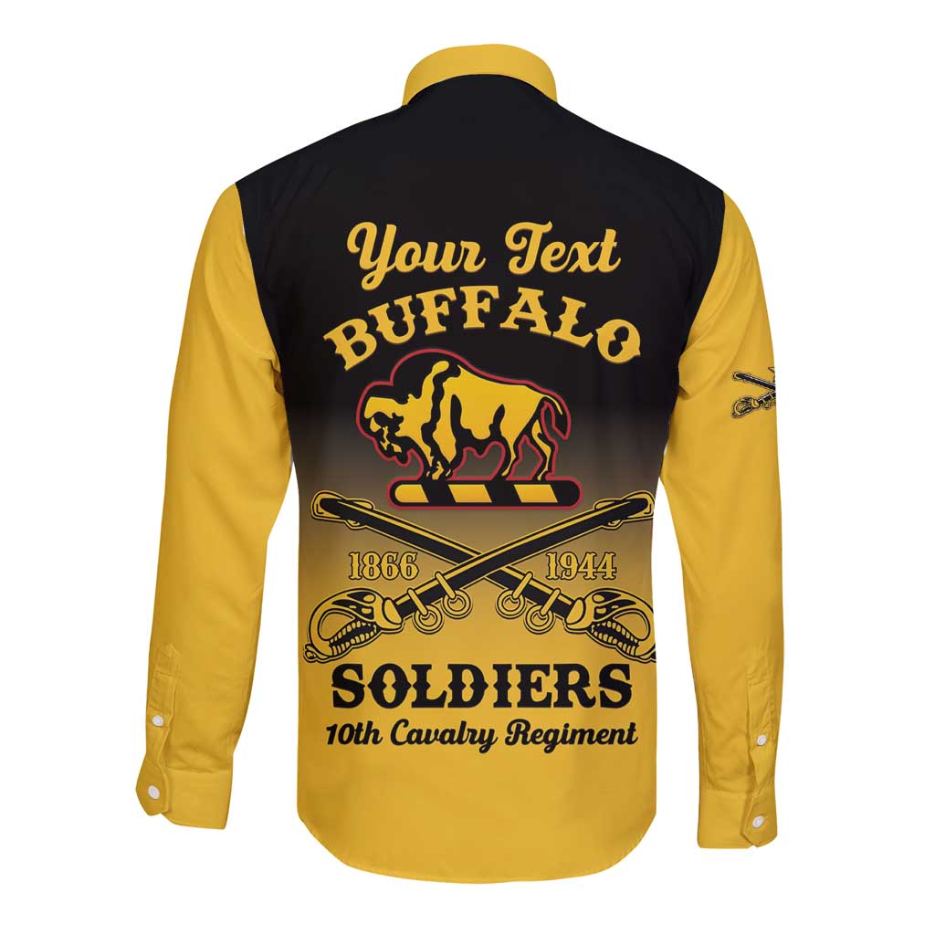 Personalised Buffalo Soldiers Long Sleeve Button Shirt 10th Cavalry Regiment - Wonder Print Shop