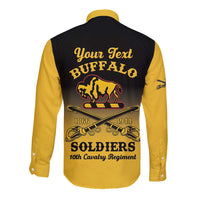 Personalised Buffalo Soldiers Long Sleeve Button Shirt 10th Cavalry Regiment - Wonder Print Shop