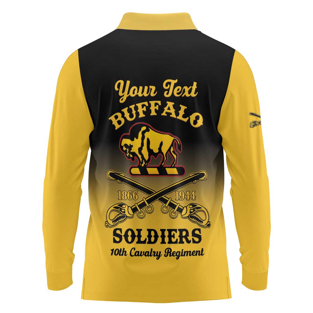 Personalised Buffalo Soldiers Long Sleeve Polo Shirt 10th Cavalry Regiment - Wonder Print Shop