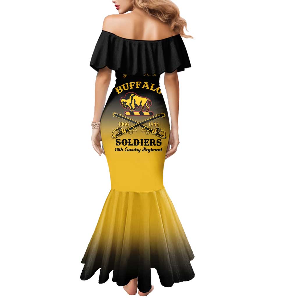Personalised Buffalo Soldiers Mermaid Dress 10th Cavalry Regiment - Wonder Print Shop