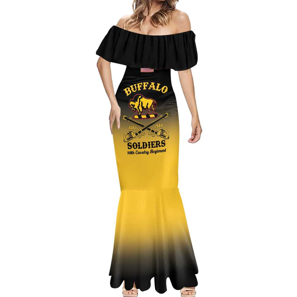 Personalised Buffalo Soldiers Mermaid Dress 10th Cavalry Regiment - Wonder Print Shop