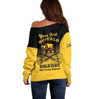 Personalised Buffalo Soldiers Off Shoulder Sweater 10th Cavalry Regiment - Wonder Print Shop