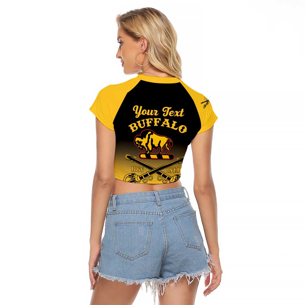 Personalised Buffalo Soldiers Raglan Cropped T Shirt 10th Cavalry Regiment - Wonder Print Shop