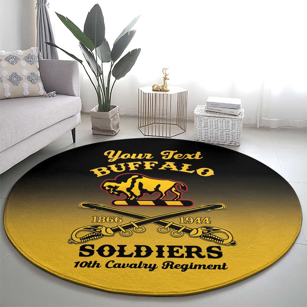 Personalised Buffalo Soldiers Round Carpet 10th Cavalry Regiment