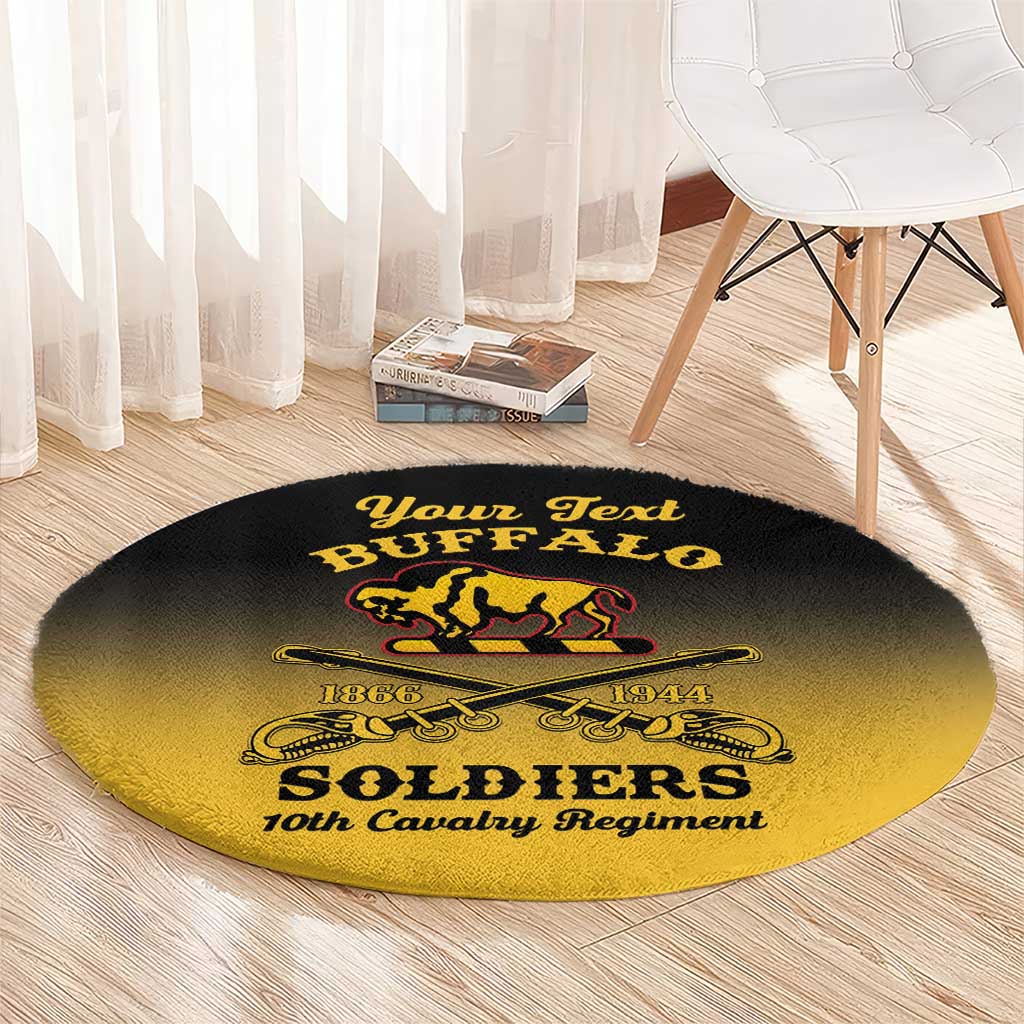 Personalised Buffalo Soldiers Round Carpet 10th Cavalry Regiment