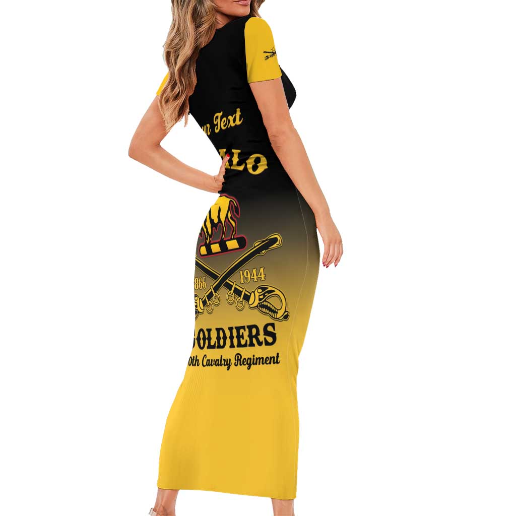 Personalised Buffalo Soldiers Short Sleeve Bodycon Dress 10th Cavalry Regiment - Wonder Print Shop