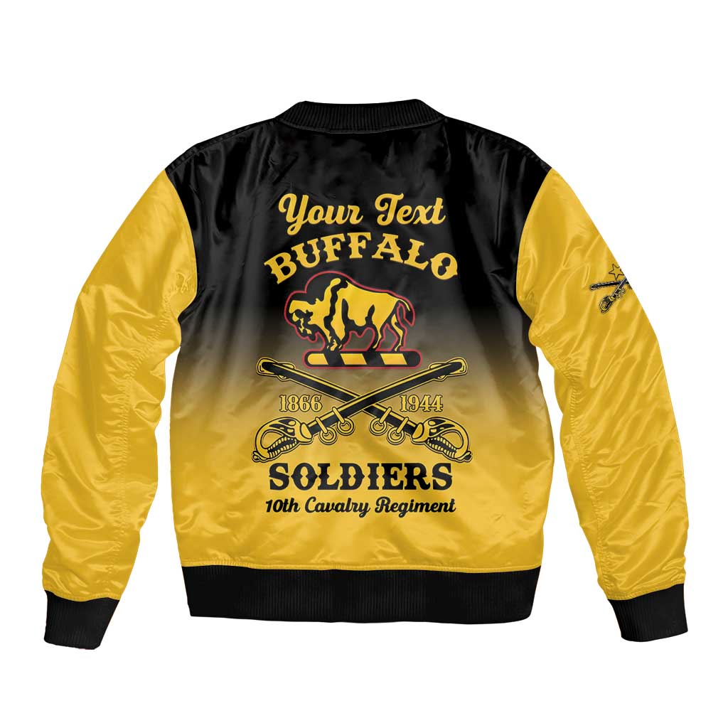 Personalised Buffalo Soldiers Sleeve Zip Bomber Jacket 10th Cavalry Regiment - Wonder Print Shop