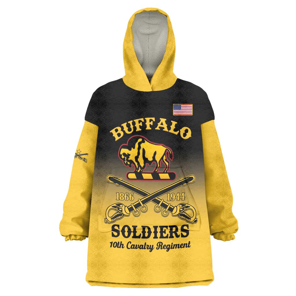Personalised Buffalo Soldiers Wearable Blanket Hoodie 10th Cavalry Regiment - Wonder Print Shop
