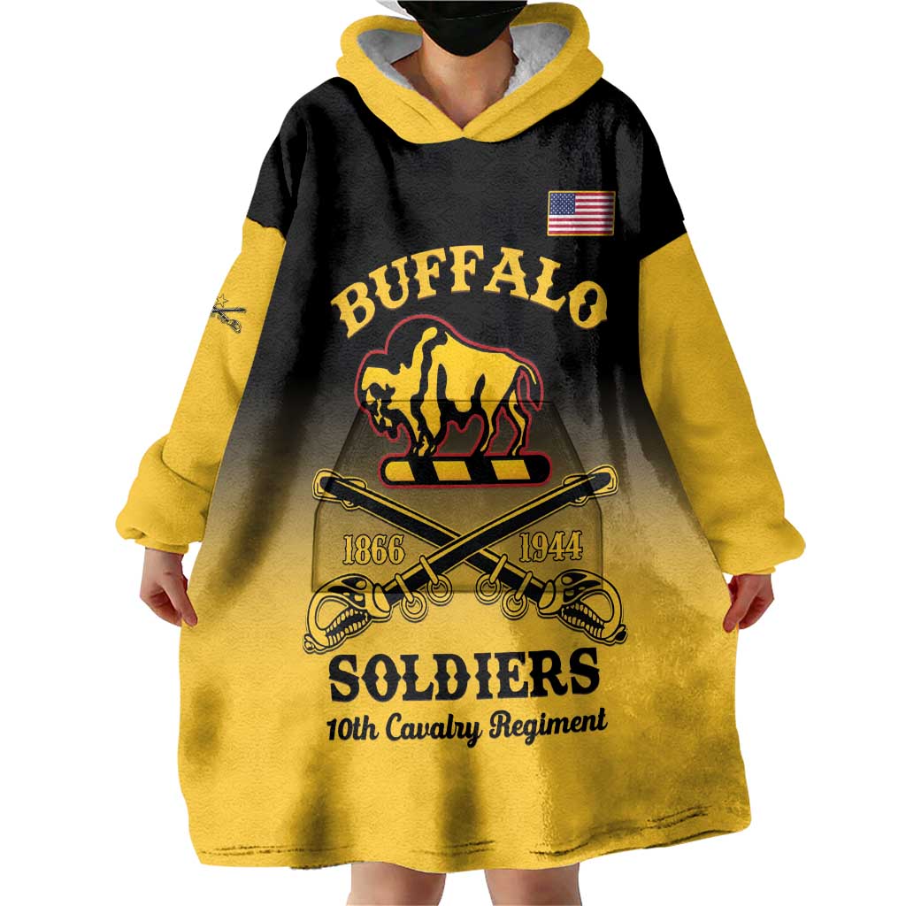 Personalised Buffalo Soldiers Wearable Blanket Hoodie 10th Cavalry Regiment - Wonder Print Shop