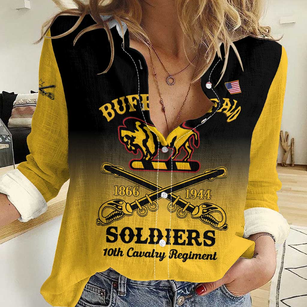 Personalised Buffalo Soldiers Women Casual Shirt 10th Cavalry Regiment - Wonder Print Shop