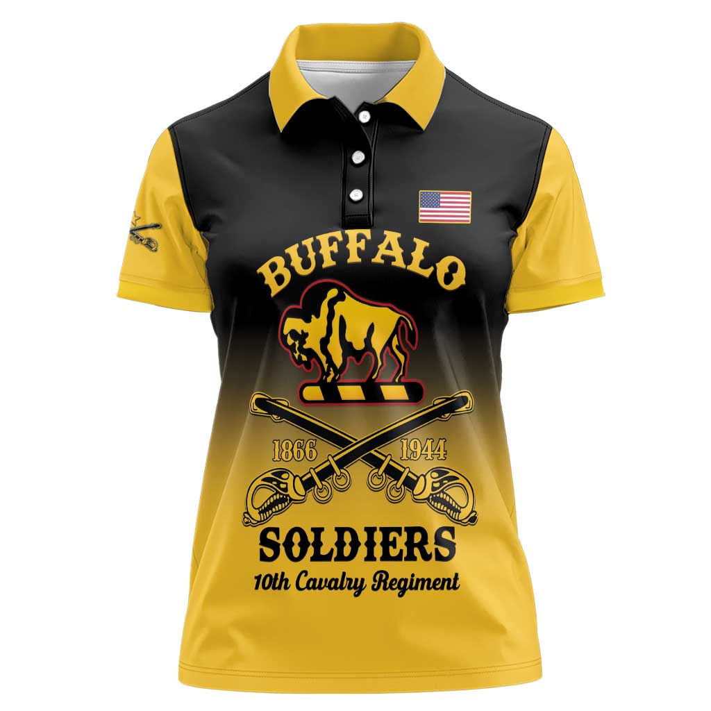 Personalised Buffalo Soldiers Women Polo Shirt 10th Cavalry Regiment - Wonder Print Shop