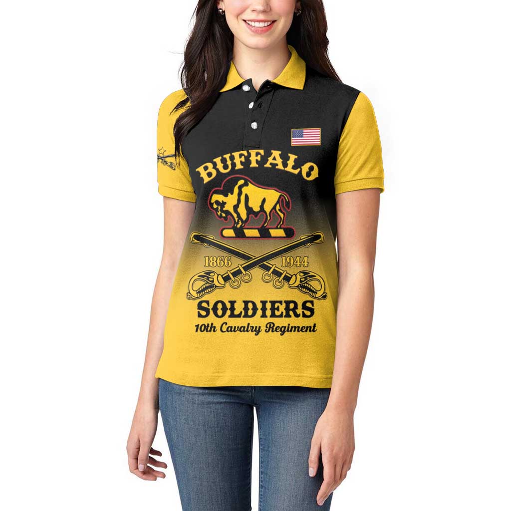 Personalised Buffalo Soldiers Women Polo Shirt 10th Cavalry Regiment - Wonder Print Shop