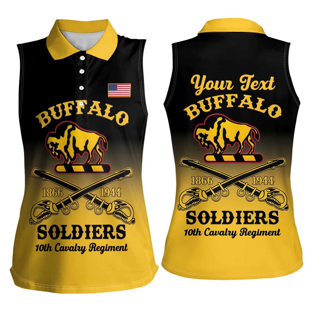 Personalised Buffalo Soldiers Women Sleeveless Polo Shirt 10th Cavalry Regiment - Wonder Print Shop