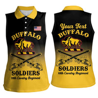 Personalised Buffalo Soldiers Women Sleeveless Polo Shirt 10th Cavalry Regiment - Wonder Print Shop
