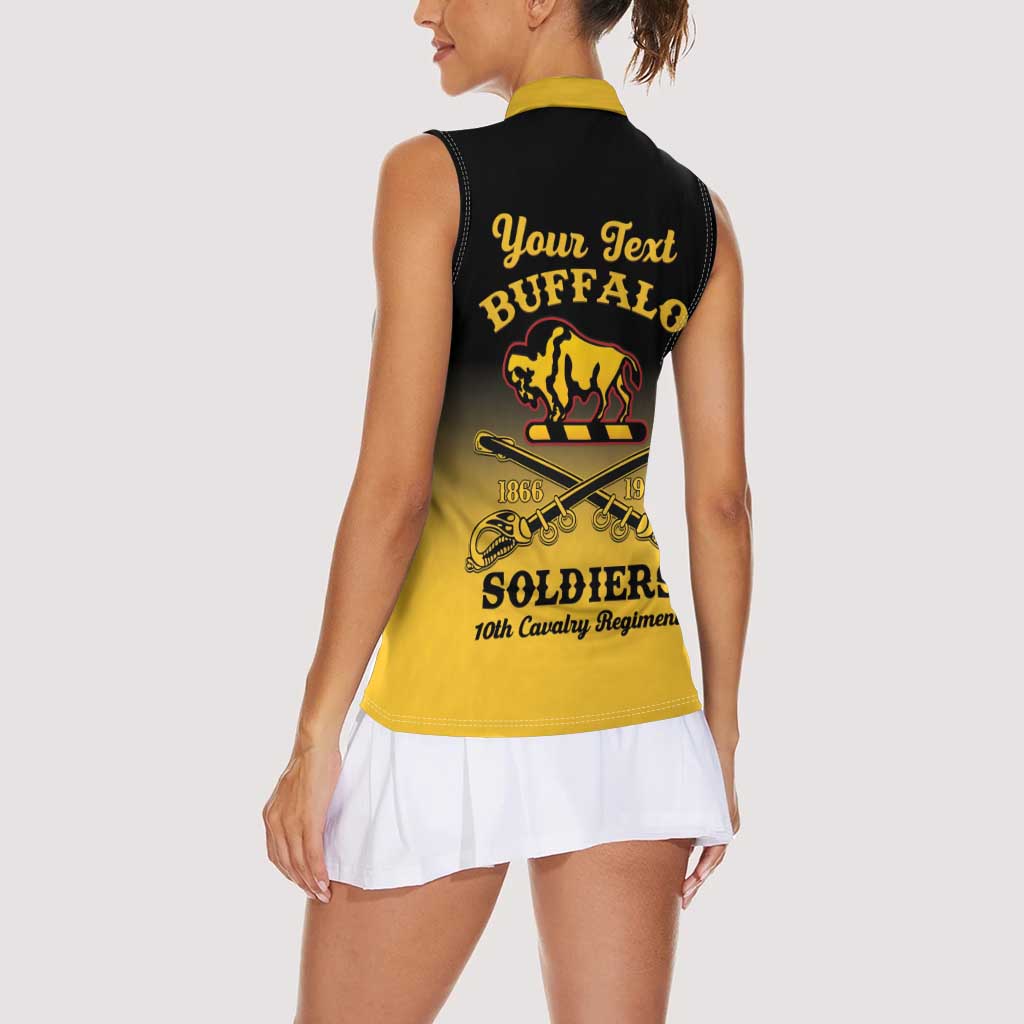 Personalised Buffalo Soldiers Women Sleeveless Polo Shirt 10th Cavalry Regiment - Wonder Print Shop