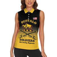 Personalised Buffalo Soldiers Women Sleeveless Polo Shirt 10th Cavalry Regiment - Wonder Print Shop