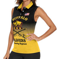 Personalised Buffalo Soldiers Women Sleeveless Polo Shirt 10th Cavalry Regiment - Wonder Print Shop