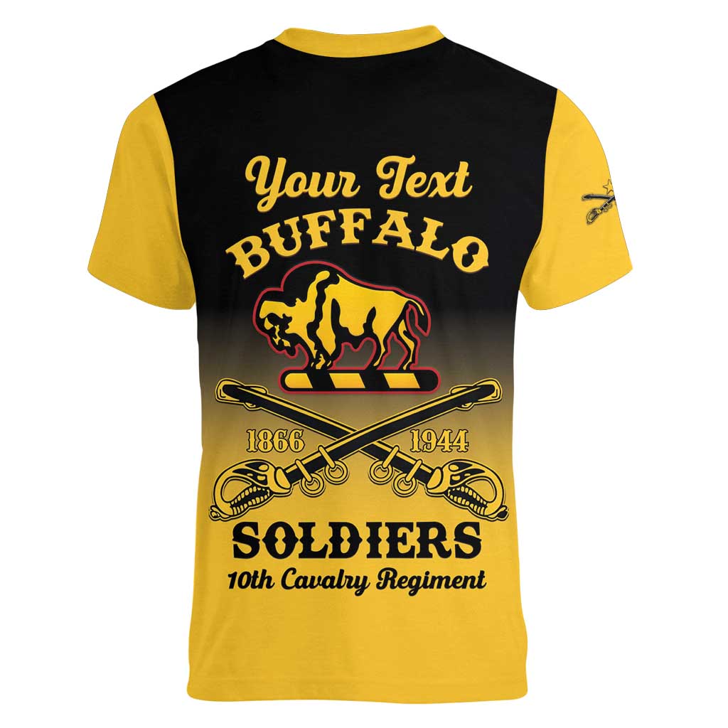 Personalised Buffalo Soldiers Women V-Neck T-Shirt 10th Cavalry Regiment - Wonder Print Shop