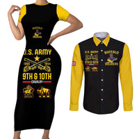 Buffalo Soldiers 9th and 10th Cavalry Couples Matching Short Sleeve Bodycon Dress and Long Sleeve Button Shirt American Heroes - Wonder Print Shop