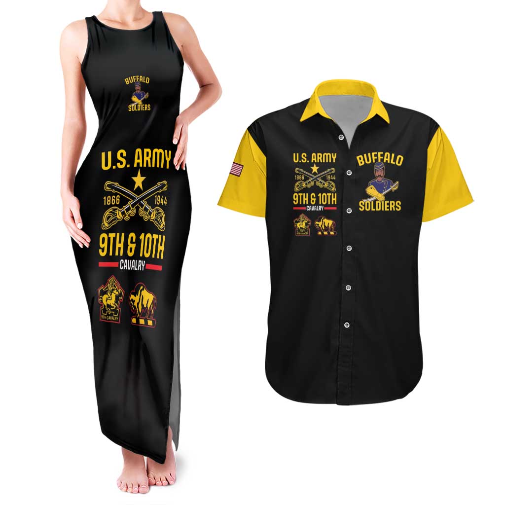 Buffalo Soldiers 9th and 10th Cavalry Couples Matching Tank Maxi Dress and Hawaiian Shirt American Heroes - Wonder Print Shop