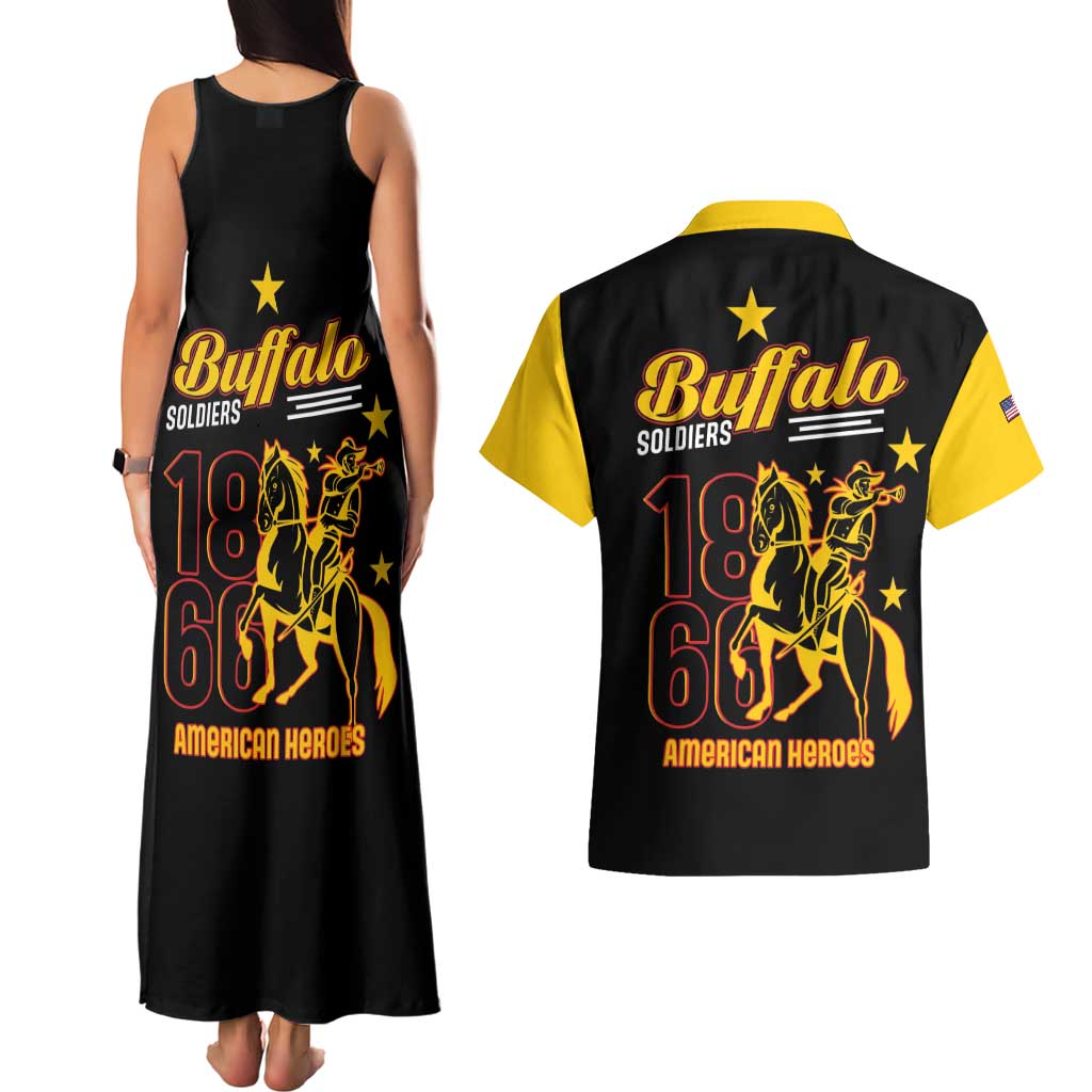 Buffalo Soldiers 9th and 10th Cavalry Couples Matching Tank Maxi Dress and Hawaiian Shirt American Heroes - Wonder Print Shop