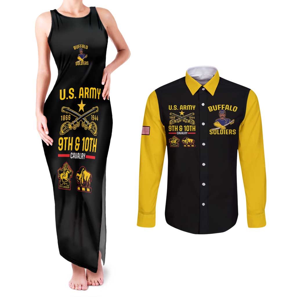 Buffalo Soldiers 9th and 10th Cavalry Couples Matching Tank Maxi Dress and Long Sleeve Button Shirt American Heroes - Wonder Print Shop