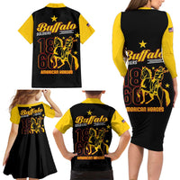 Buffalo Soldiers 9th and 10th Cavalry Family Matching Long Sleeve Bodycon Dress and Hawaiian Shirt American Heroes - Wonder Print Shop