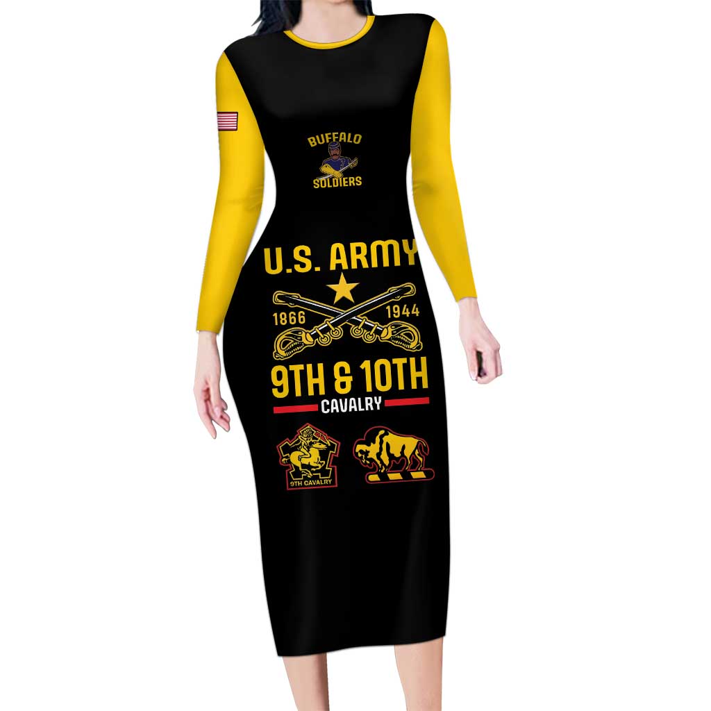 Buffalo Soldiers 9th and 10th Cavalry Family Matching Long Sleeve Bodycon Dress and Hawaiian Shirt American Heroes - Wonder Print Shop