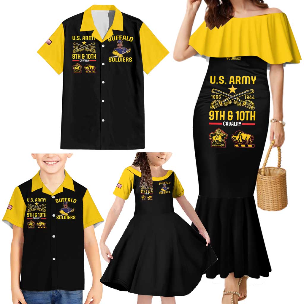 Buffalo Soldiers 9th and 10th Cavalry Family Matching Mermaid Dress and Hawaiian Shirt American Heroes - Wonder Print Shop