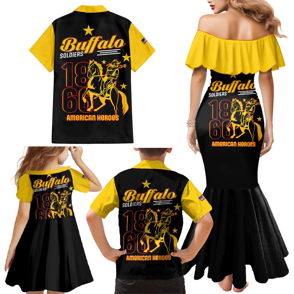Buffalo Soldiers 9th and 10th Cavalry Family Matching Mermaid Dress and Hawaiian Shirt American Heroes - Wonder Print Shop